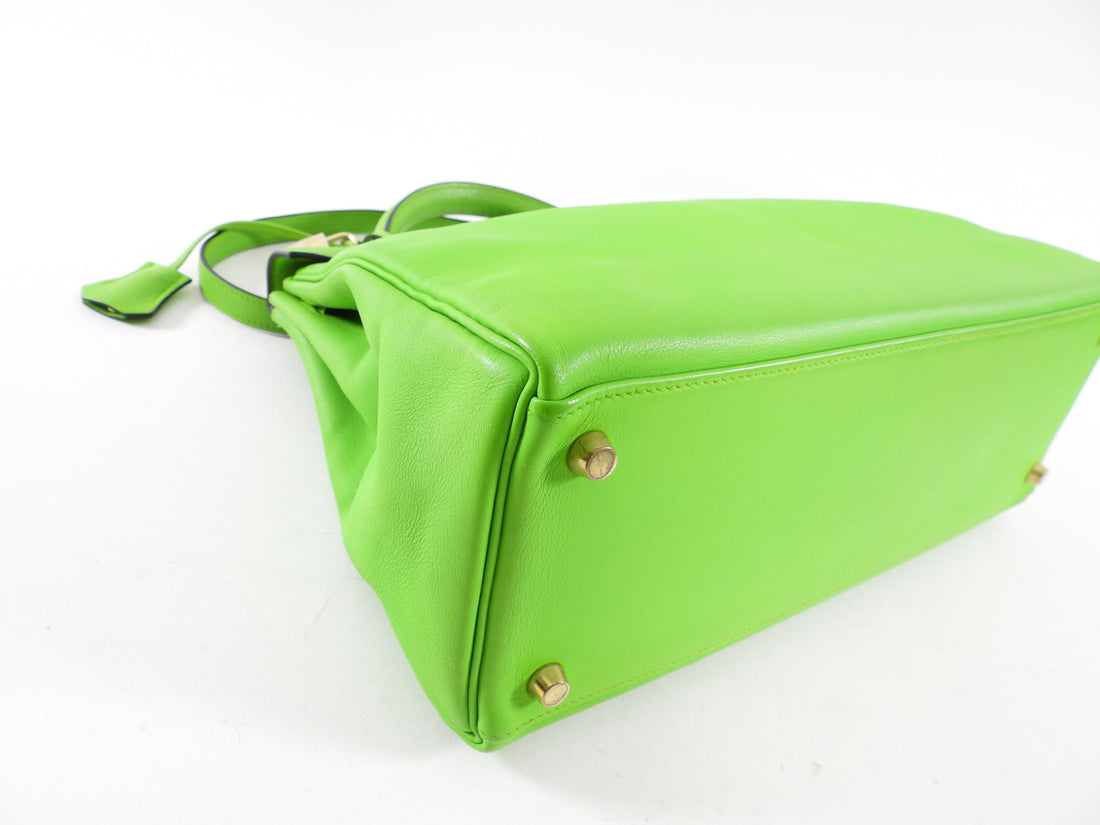 Hermes Vintage 1997 Apple Green Gulliver Leather Kelly 32cm Bag GHW