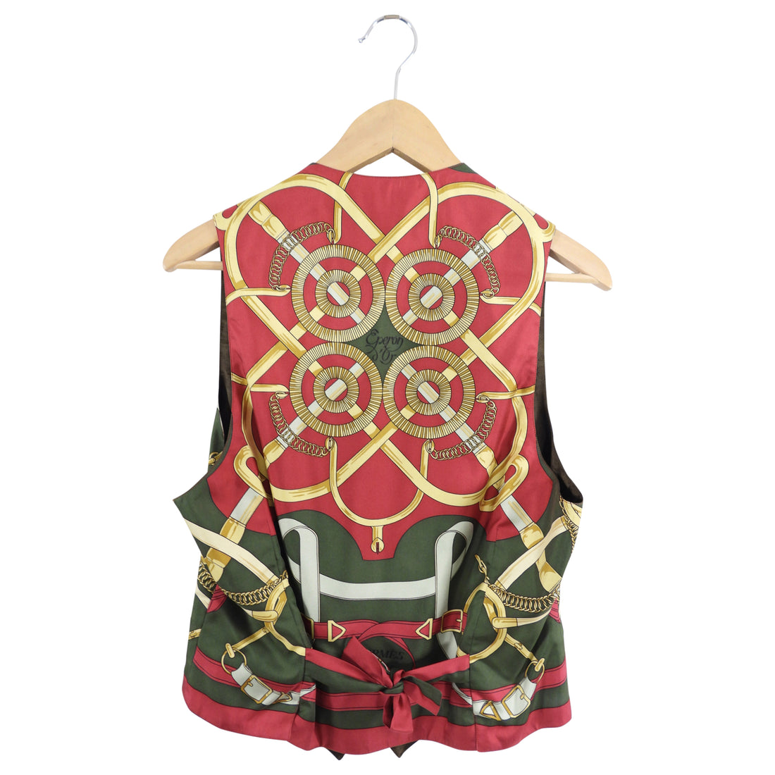 Hermes Dark Green and Red Eperon D'or Vintage Silk Scarf Print Vest – I  MISS YOU VINTAGE