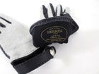 Hermes Black Leather and Grey Cashmere Clou de Selle Gloves - 6.5 / XS