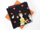 Hermes Black and Red Tea Time Hearts Silk 70mm Scarf