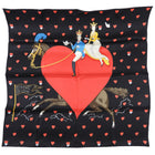 Hermes Black and Red Tea Time Hearts Silk 70mm Scarf