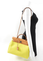 Hermes Herbag Zip 31  Retourne Lime / Naturel Sable