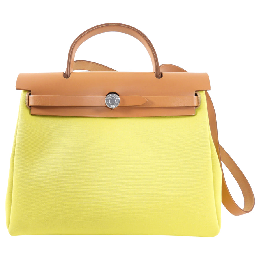 Hermes Herbag Zip 31  Retourne Lime / Naturel Sable