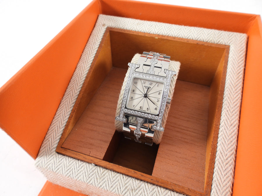 Hermes Diamond H Heure Bracelet Watch HH1.230
