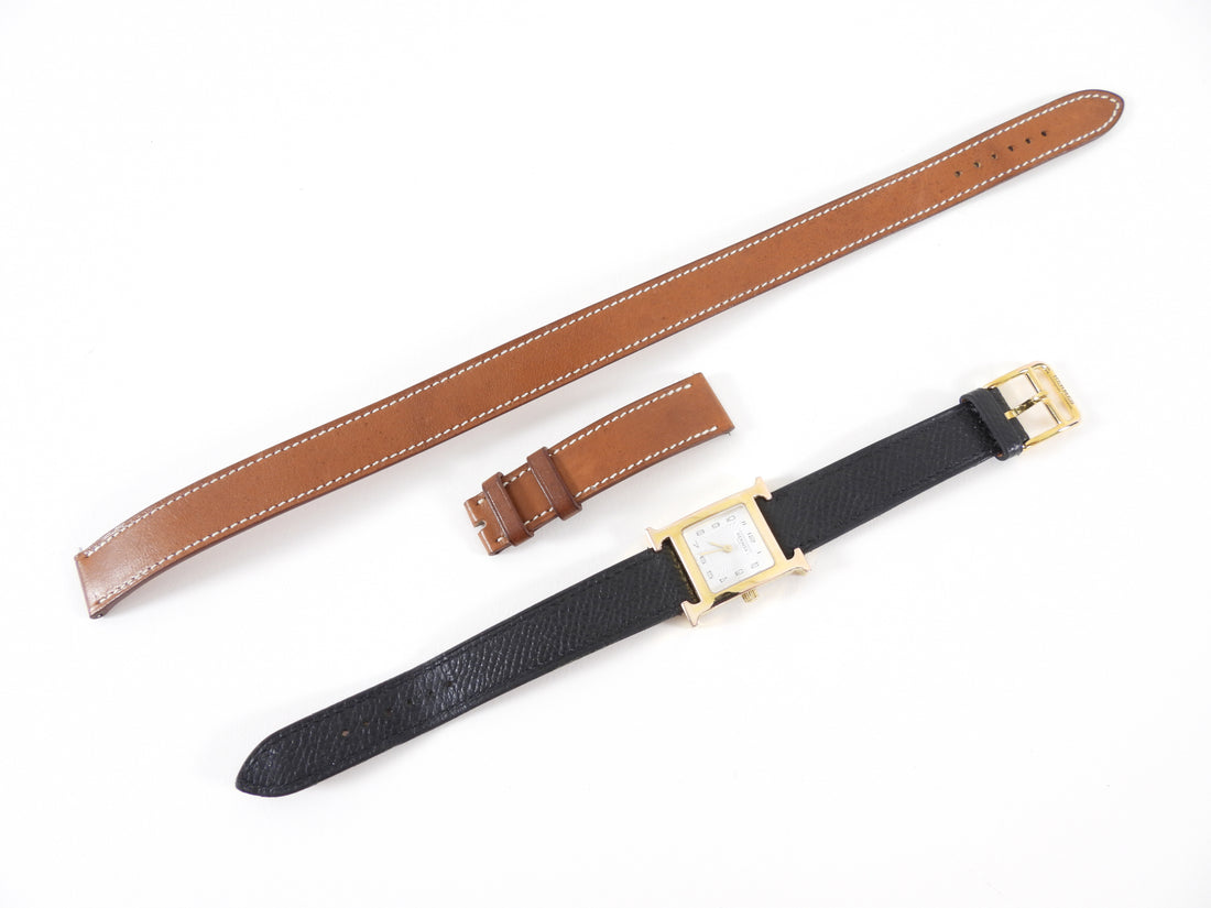Hermes Mini H Heure Watch 21mm with Extra Double Tour Band