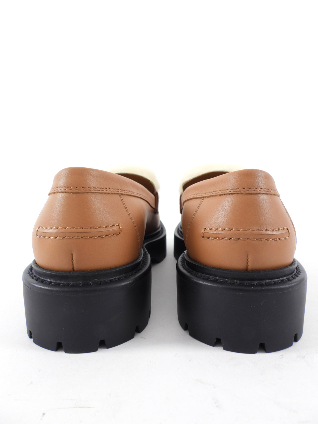 Hermes Tan Icone Shearling Kelly Loafer Shoes - 37