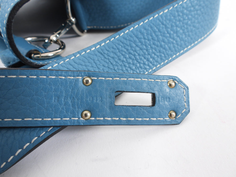 Hermes Blue Jean Clemence Jypsiere 31 Crossbody Bag PHW