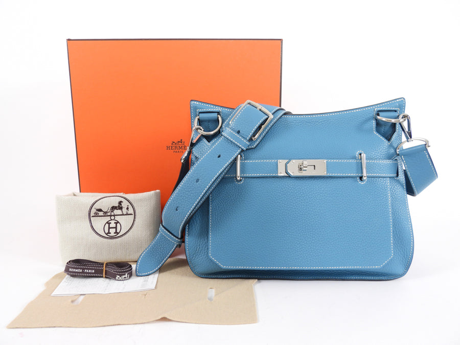 Hermes Blue Jean Clemence Jypsiere 31 Crossbody Bag PHW