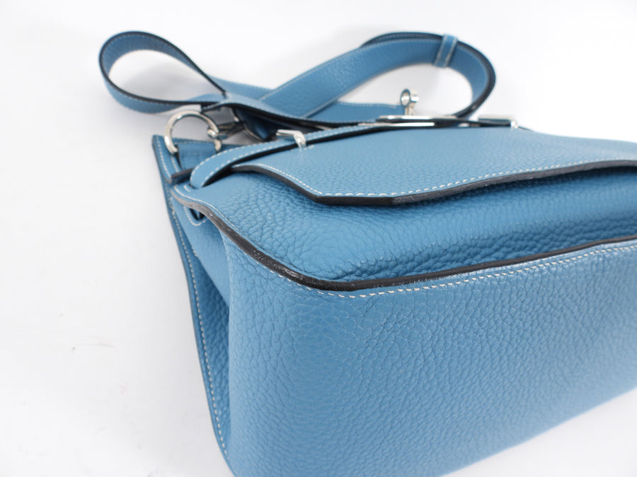 Hermes Blue Jean Clemence Jypsiere 31 Crossbody Bag PHW