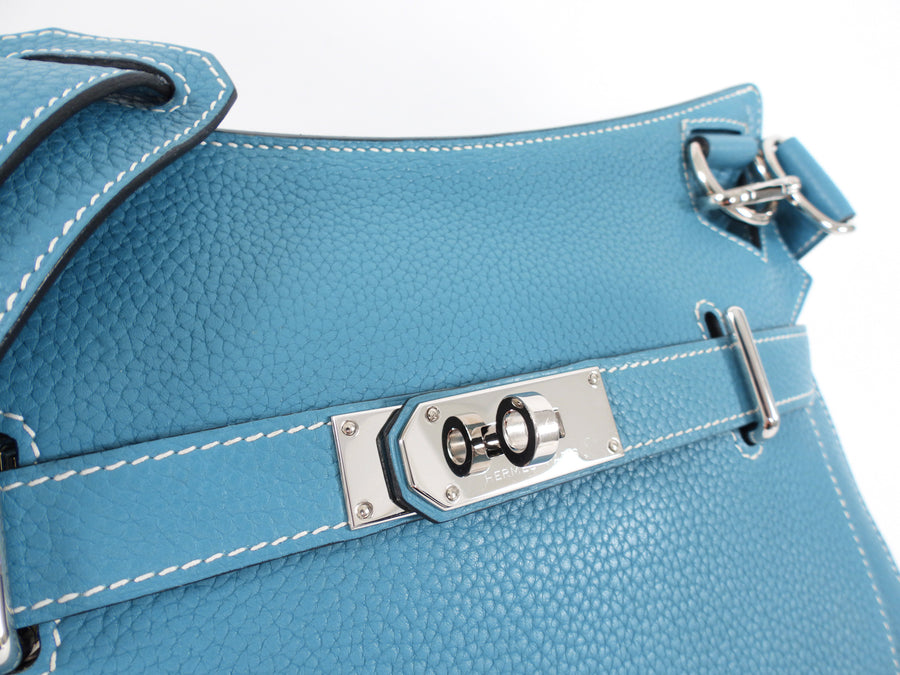 Hermes Blue Jean Clemence Jypsiere 31 Crossbody Bag PHW