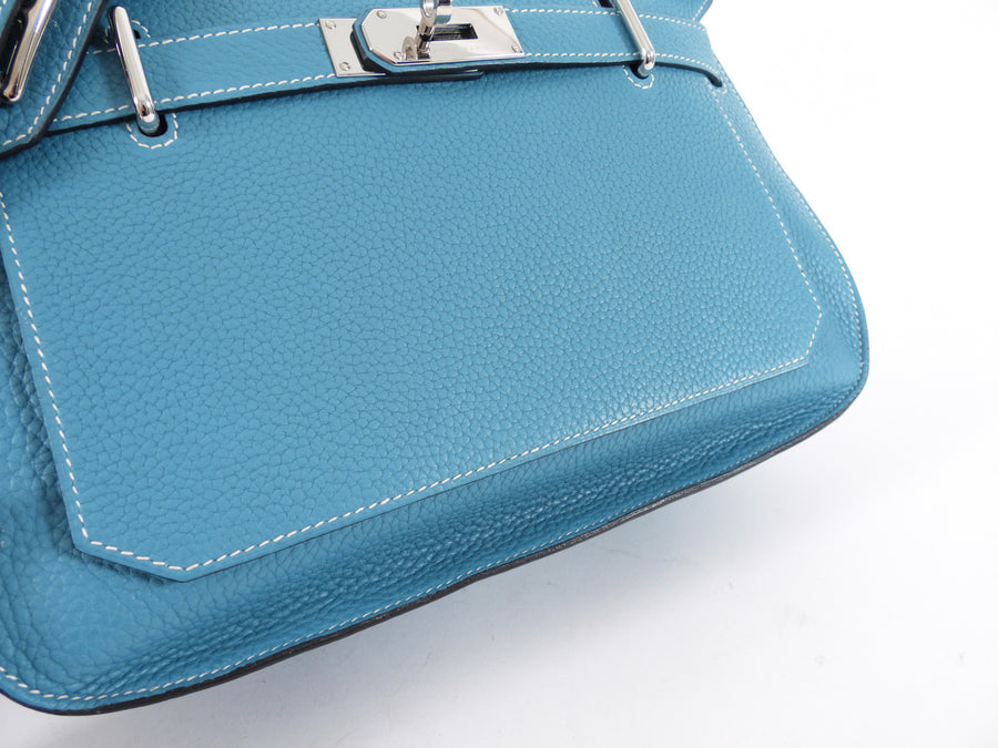 Hermes Blue Jean Clemence Jypsiere 31 Crossbody Bag PHW