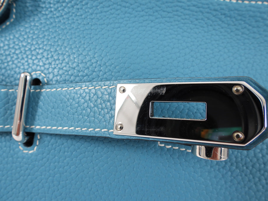 Hermes Blue Jean Clemence Jypsiere 31 Crossbody Bag PHW