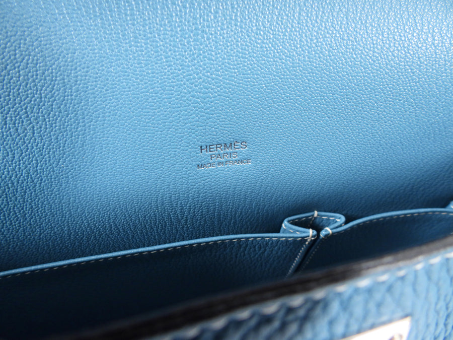Hermes Blue Jean Clemence Jypsiere 31 Crossbody Bag PHW