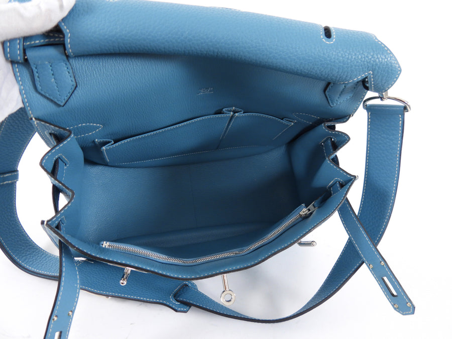 Hermes Blue Jean Clemence Jypsiere 31 Crossbody Bag PHW