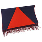 Hermes Navy and Red Cashmere Kazak Geometric Fringe Scarf