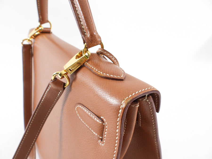 Hermes Vintage 1995 Gold Epsom Leather Kelly Sellier 32 Bag GHW