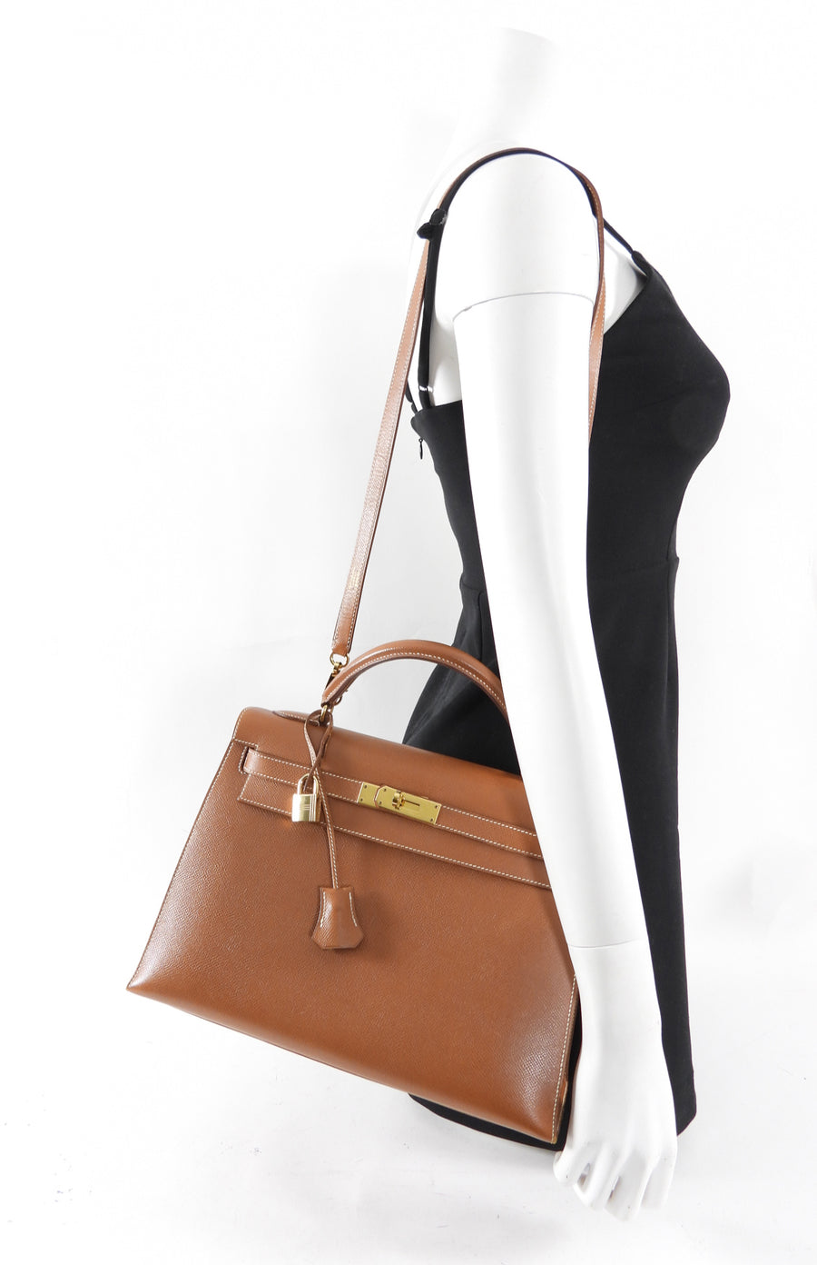 Hermes Vintage 1995 Gold Epsom Leather Kelly Sellier 32 Bag GHW