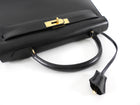Hermes Vintage 1979 Black Box Calf Leather Sellier Kelly 32 Bag