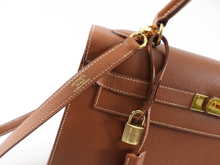Hermes Vintage 1995 Gold Epsom Leather Kelly Sellier 32 Bag GHW