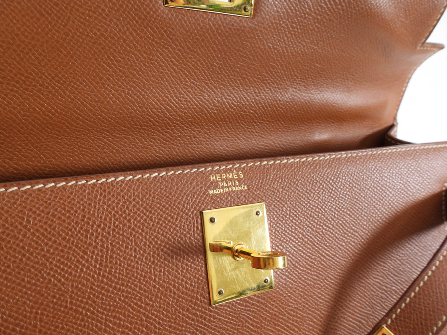 Hermes Vintage 1995 Gold Epsom Leather Kelly Sellier 32 Bag GHW