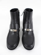 Hermes Black Leather Kelsey Ankle Boot Kelly Lock PHW - 38 (EU 37.5)