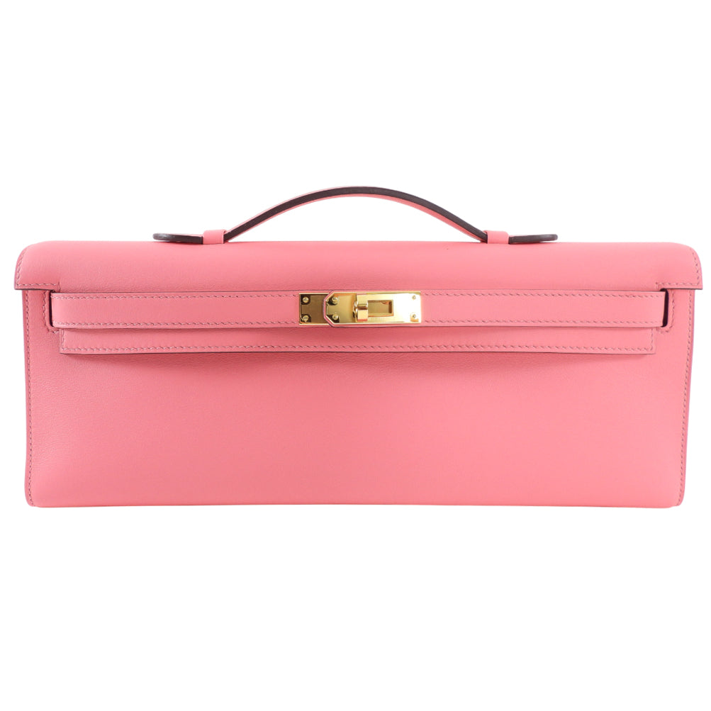 Hermes Rose Azalee Swift Pink Kelly Cut Bag GHW