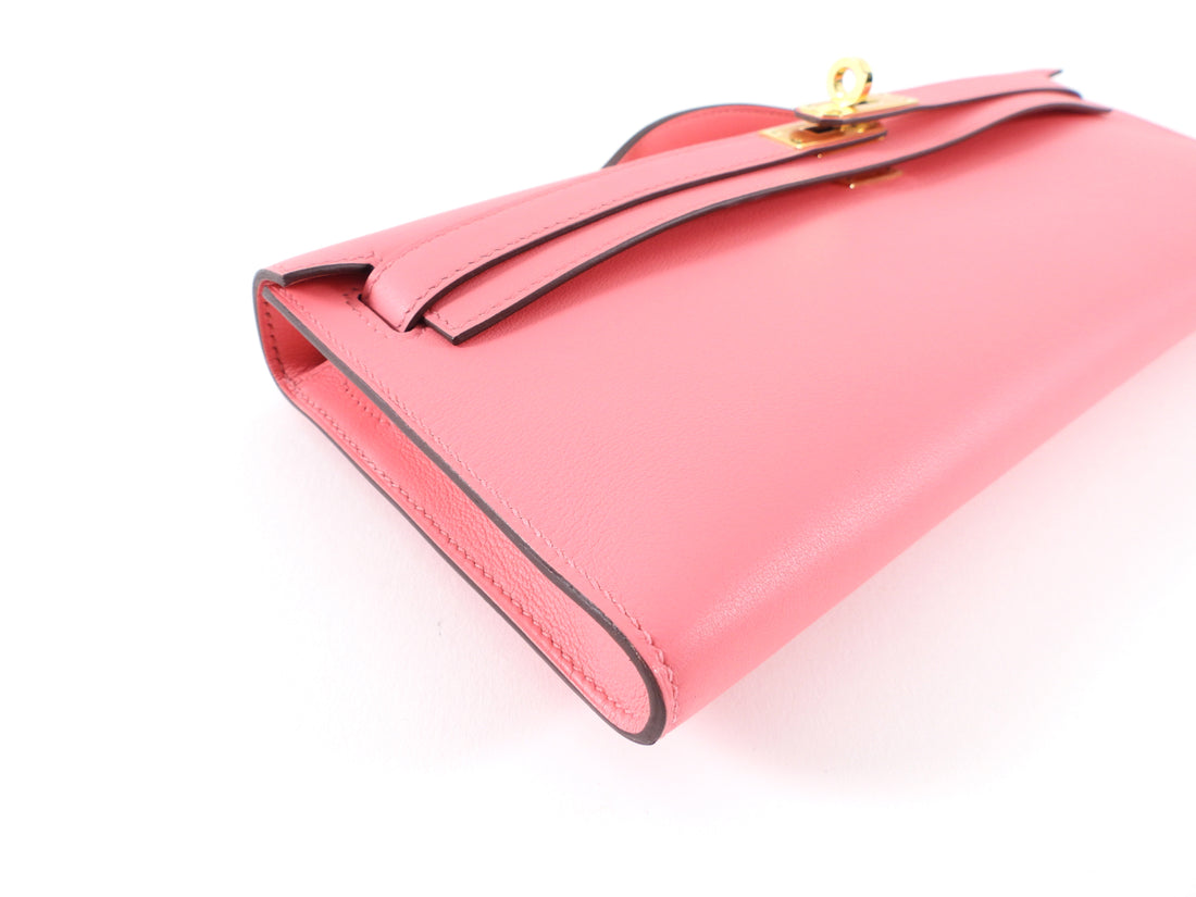 Hermes Rose Azalee Swift Pink Kelly Cut Bag GHW