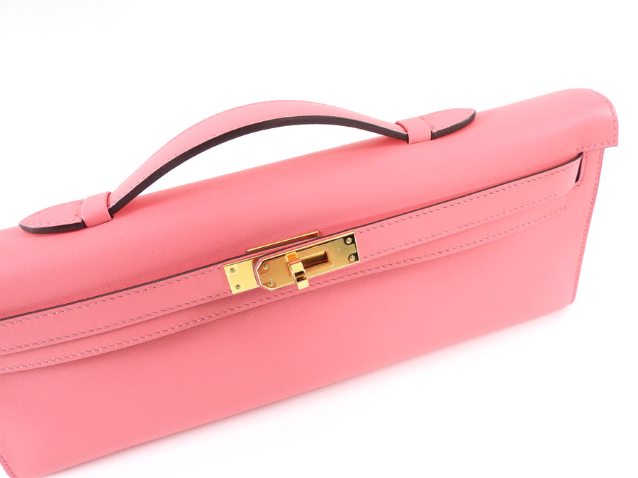 Hermes Rose Azalee Swift Pink Kelly Cut Bag GHW