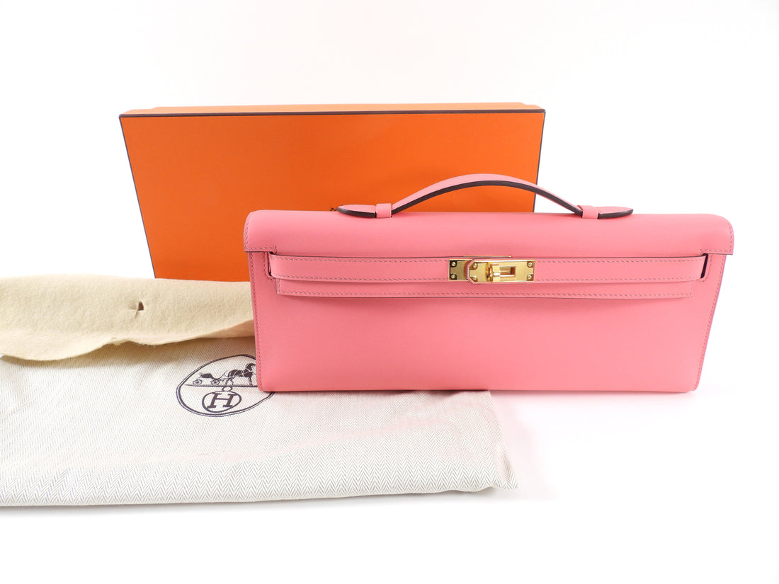 Hermes Rose Azalee Swift Pink Kelly Cut Bag GHW