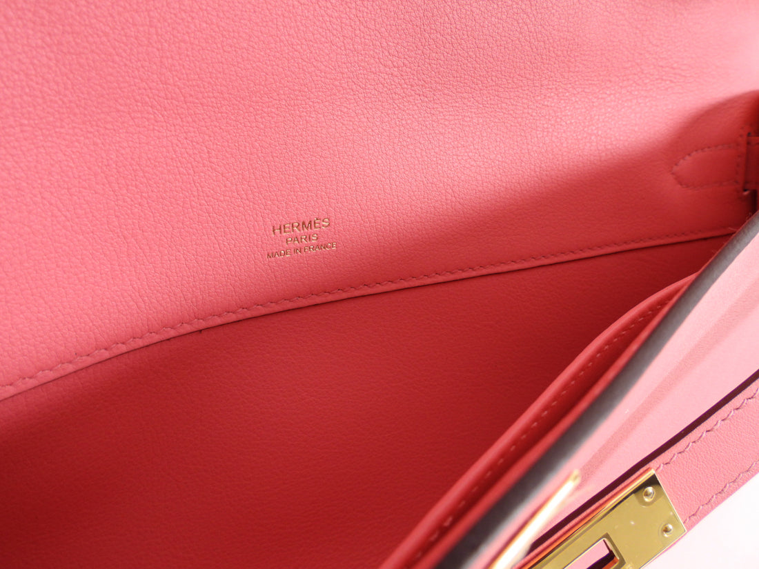 Hermes Rose Azalee Swift Pink Kelly Cut Bag GHW