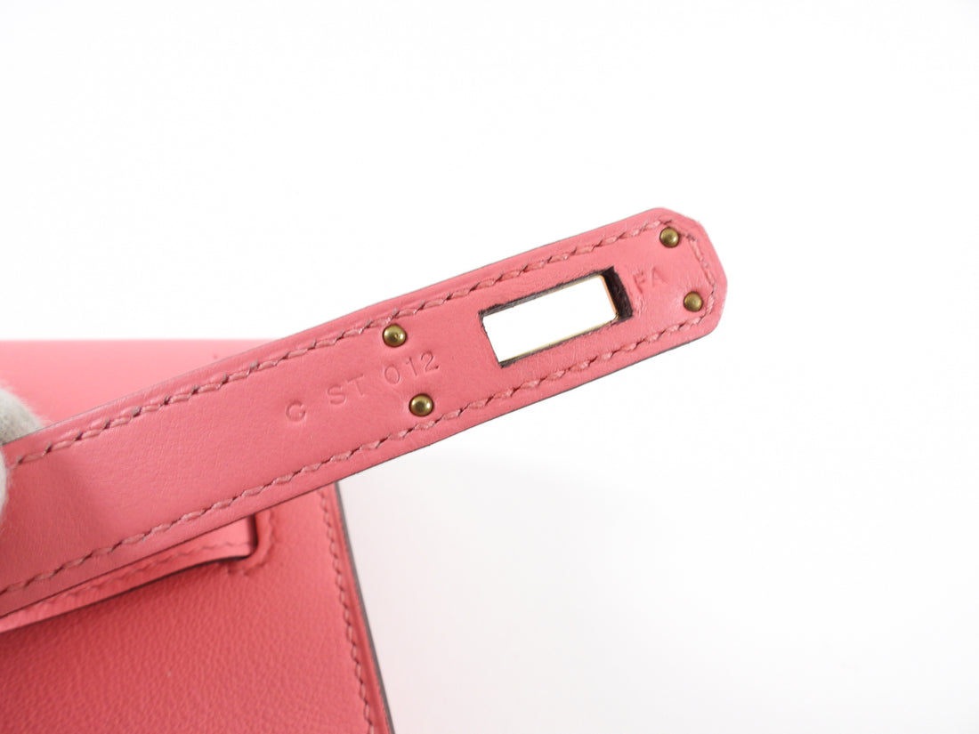 Hermes Rose Azalee Swift Pink Kelly Cut Bag GHW