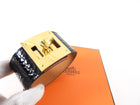 Hermes Black Shiny Alligator Kelly Dog Cuff Bracelet GHW