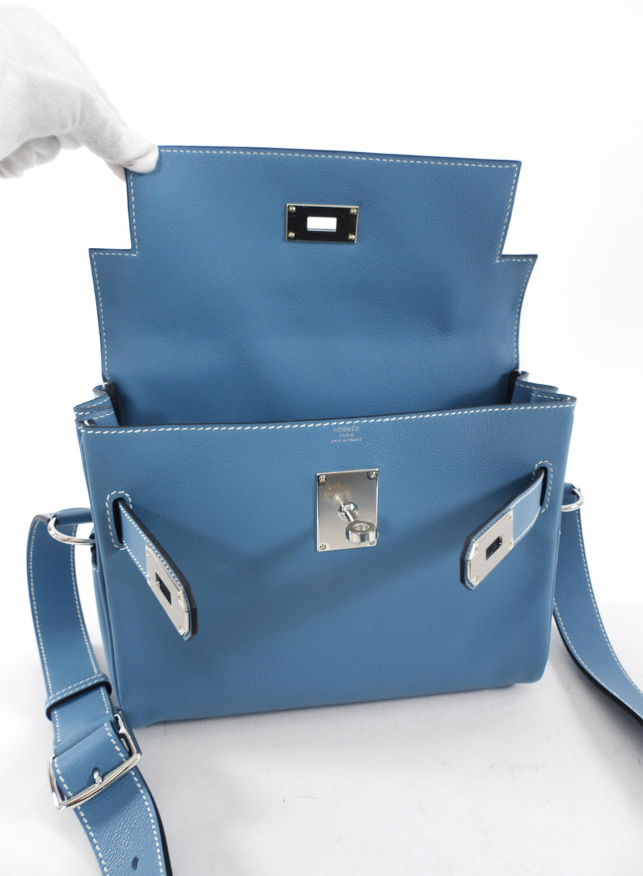 Hermes Kelly Messenger PM Evercolour New Blue Jean PHW