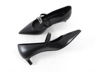 Hermes Kiara 40mm Black Leather Pointed Kelly Maryjane Pump - 36.5