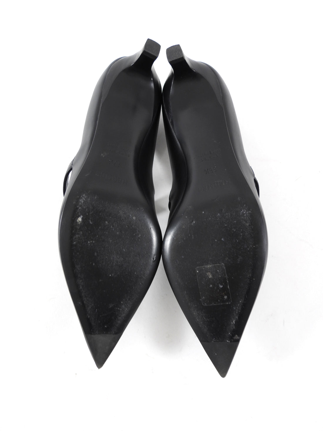 Hermes Kiara 40mm Black Leather Pointed Kelly Maryjane Pump - 36.5