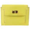 Hermes Lime Chevre Leather Kelly Pocket Compact Wallet GHW