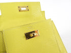 Hermes Lime Chevre Leather Kelly Pocket Compact Wallet GHW