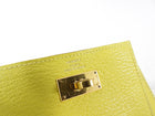 Hermes Lime Chevre Leather Kelly Pocket Compact Wallet GHW