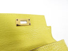 Hermes Lime Chevre Leather Kelly Pocket Compact Wallet GHW