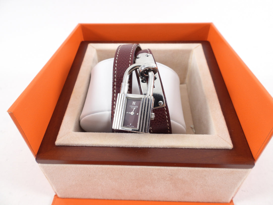 Hermes Bordeaux Vintage 2002 Kelly Double Tour Bracelet Watch