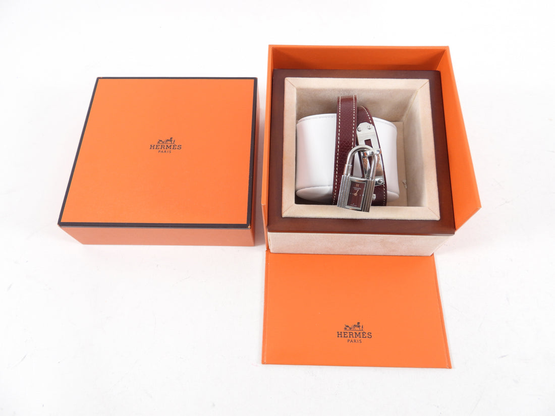 Hermes Bordeaux Vintage 2002 Kelly Double Tour Bracelet Watch