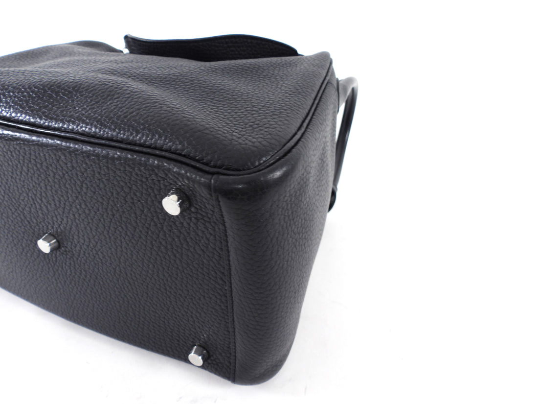 Hermes Black Clemence Leather Lindy 30 Bag PHW