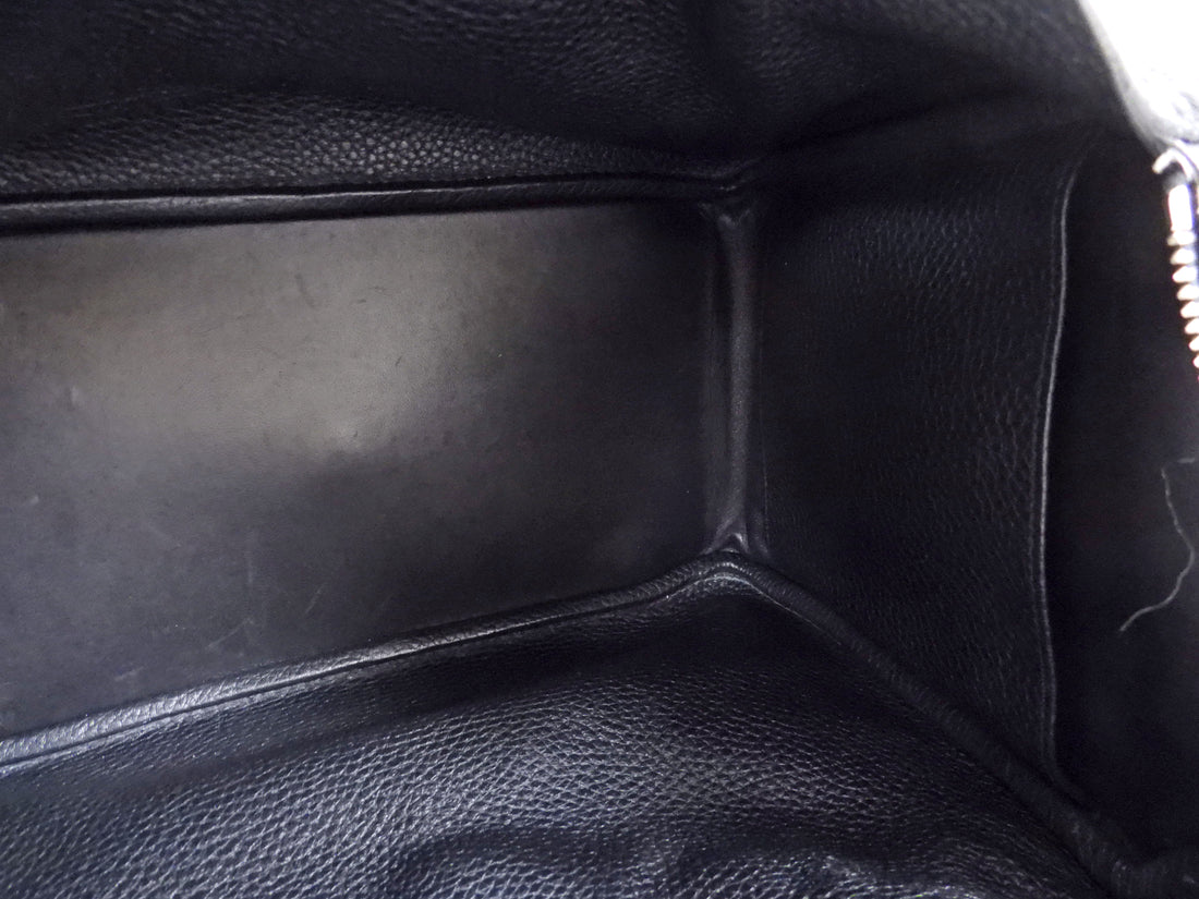 Hermes Black Clemence Leather Lindy 30 Bag PHW