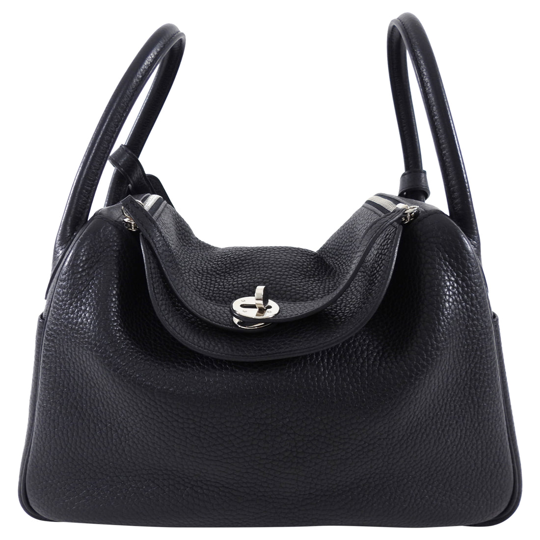 Hermes Black Clemence Leather Lindy 30 Bag PHW
