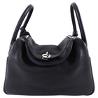 Hermes Black Clemence Leather Lindy 30 Bag PHW