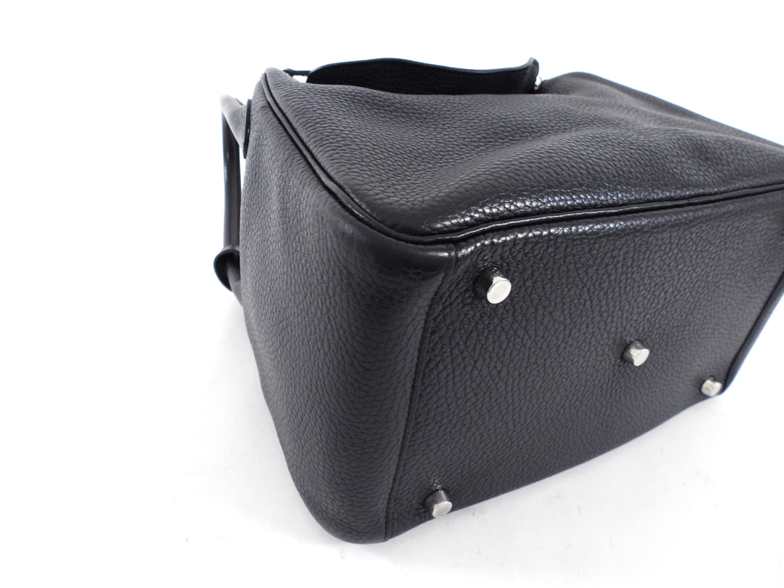 Hermes Black Clemence Leather Lindy 30 Bag PHW