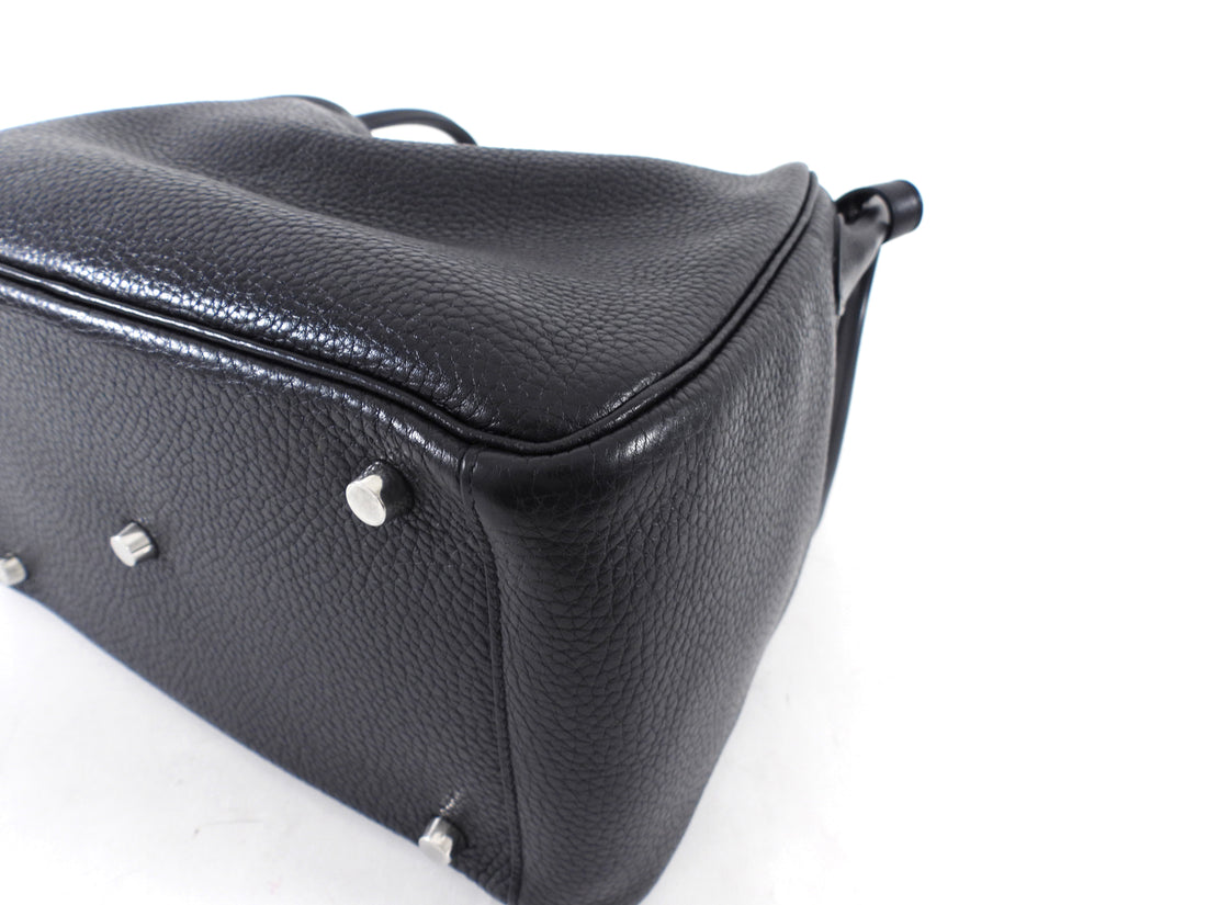 Hermes Black Clemence Leather Lindy 30 Bag PHW