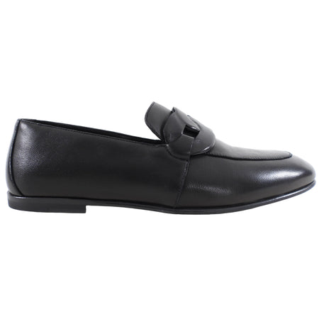 Hermes Black Lambskin Leather Loafer with Padded Chain - 37