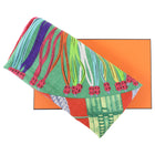 Hermes 140cm Silk Cashmere Cientures et Liens Pink Green Shawl Scarf