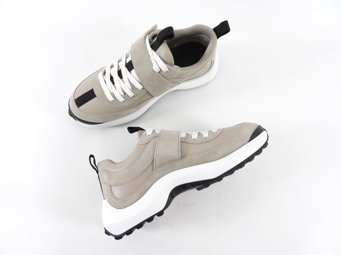 Hermes Grey Leather Loop Sneakers - 37